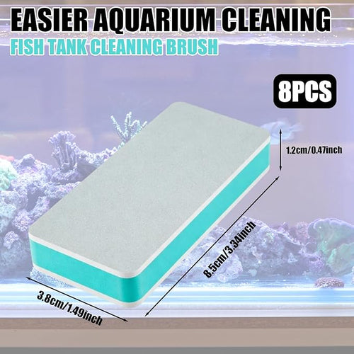 8 PCS Double-Sided Fish Tank Cleaning Brushes, Aquarium Sponge Brush, Cleaner Fish Tank Cleaning Tool for Aquarium and Home Kitchen