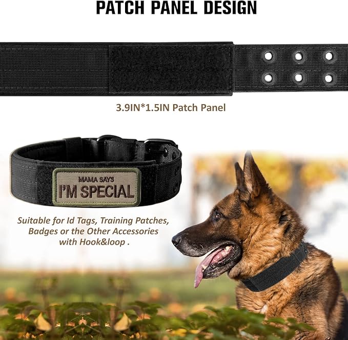 Tactical Dog Collar Military Adjustable Dog Collars Soft Nylon Training Collar with Patch Heavy Duty Metal Buckle Collars for Medium Large Dogs (Light Pink, XL)