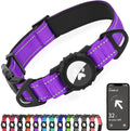 Joytale Airtag Dog Collar, Reflective Pet Collar with Waterproof AirTag Holder, Dual D-Rings, Soft Padded Adjustable for Extra Small and Puppy Dogs, Purple, XS