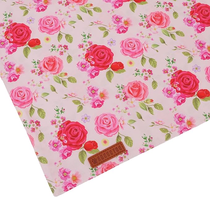ADOGGYGO Floral Dog Bandana 2 Pack, Reversible Red Pink Rose Puppy Scarf Bib, Adjustable Fit Cute Floral Bandanas for Small Dogs Pets (Small)