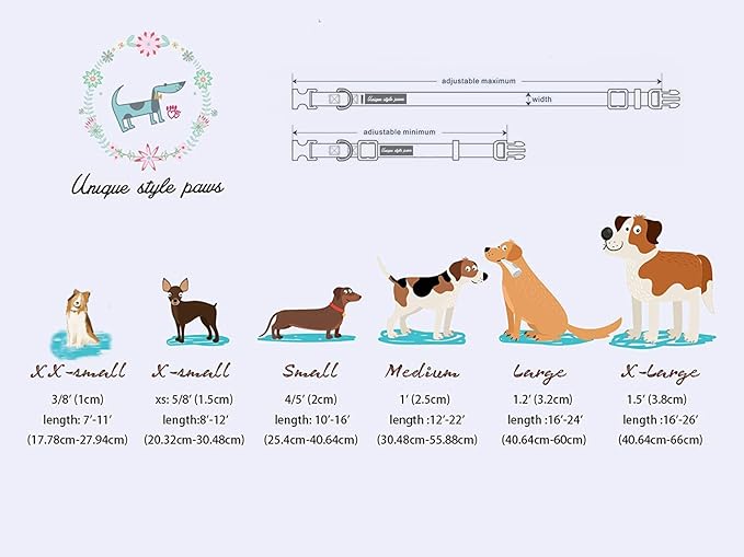 Unique style paws Dog Collar Metal Buckle Gift for Small Medium Large Boys Girls Dogs orange XL
