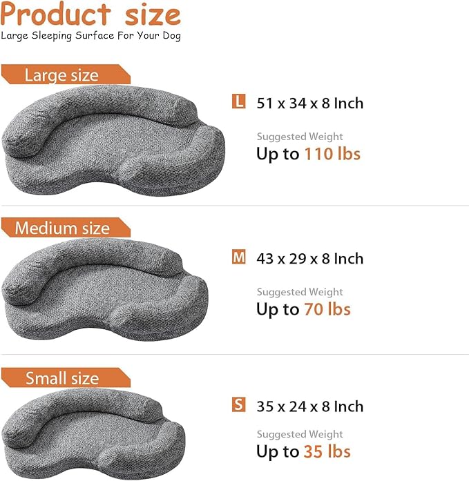 Orthopedic Memory Foam Dog Bed for Medium Sized Dog - Washable & Waterproof & Removable Warm Couch - Round Calming Bed for Anxiety Relief (43 x 29 x 8 Inch)