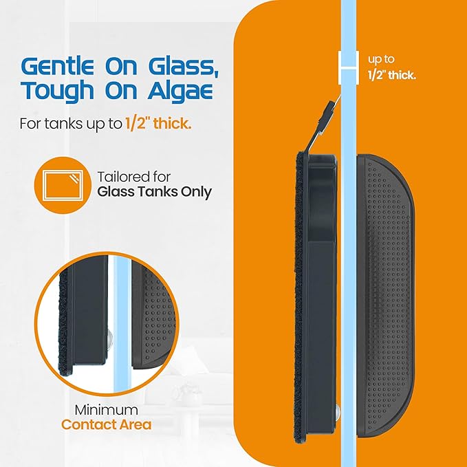 FLIPPER Float Standard Magnetic Aquarium Cleaner – 2-in-1 Flip Scrubber and Scraper, Floating Design with Strong Magnets for Cleaning Algae and Debris on Glass and Acrylic Tanks up to 1/2" (12mm)