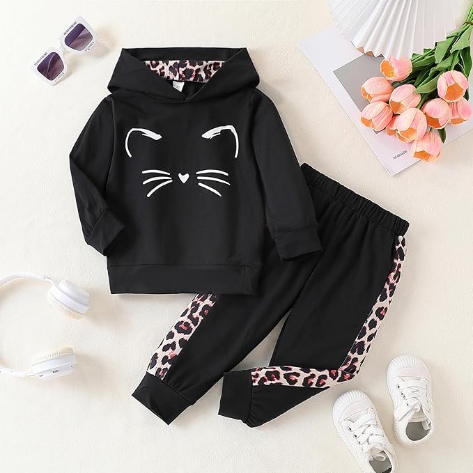 Toddler Baby Girls Clothes Long-sleeve Tie Dye Hoodie Sweatshirt Pants Hooded Outfit Set