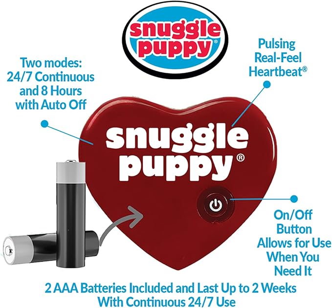 Snuggle Puppy Original Toys - Heartbeat Puppy for Dogs - Pet Anxiety Relief and Calming Aid - Comfort Dog Toys for Behavioral Training - Plus 6 Heat Packs