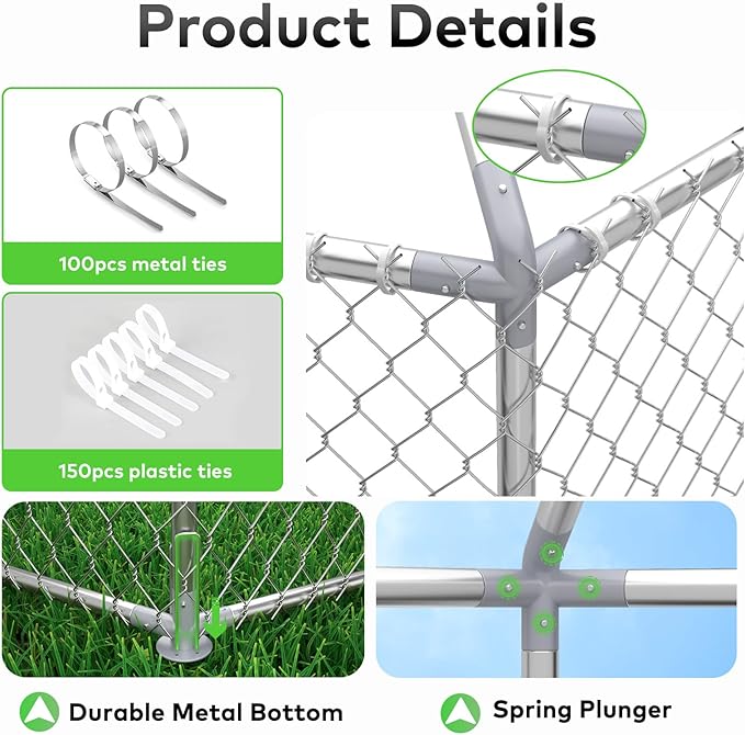 6.8x6.8 FT Large Outdoor Dog Kennel Outside with Heavy-Duty Steel Frame, Waterproof UV-Resistant Cover, Secure Lock, and Hexagonal Wire Fence