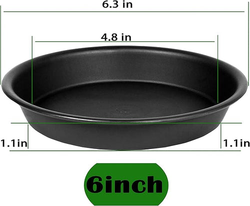 6 Pack 6 inch Plant Saucer Tray, 4 6 8 10 12 15 17 19 inch Plant Saucers, Heavy Duty Plastic Plant Saucers for Indoors, Bird Bath Bowls, Flower Plant Water Trays for pots Planter (6", Black)