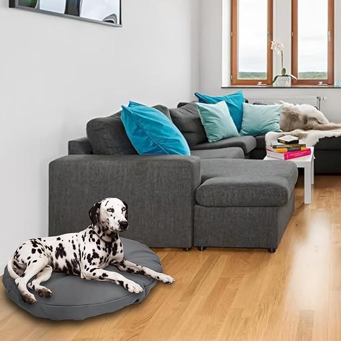 Dog Bed Cover Waterproof Replacement Machine Washable Covers for 36x36 Inch Dog Bed Heavy Duty Scratch Resistant Mattress Protector Pet Bed Round Grey Cover Only