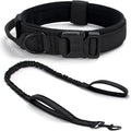 Tactical Dog Collar Set, Adjustable Military Training Nylon Dog Collar with Control Handle and Heavy Quick-Release Metal Buckle for Small Medium Large Dogs, Black Set L