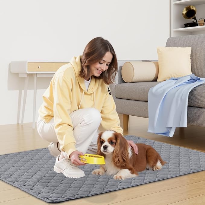 Smiry Waterproof Dog Bed Cover Blanket, Soft Reversible Pet Blanket, Washable Leakproof Cats Dogs Couch Cover for Sofa, Couch, Furniture (40x50 Inch, Grey/Light Grey)