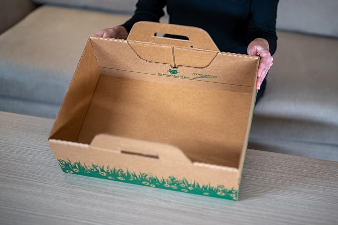 Disposable Ten Second Litter Boxes for Kitty/Cats. Made in The USA. Biodegradable Solution for Quick and Easy Disposal. Made of Recyclable Material. (8-Pack + Cottage)