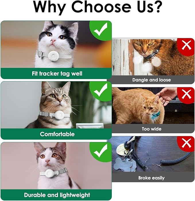 Cat Tracker, MINI GPS Tracker for Cats, Compatible with Apple Find My App(Only iOS), No Monthly Fee Pet Tracker, Real-Time Tracking, Smart Alerts, Up to 1-Year Battery