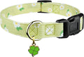 Cotton Handmade Dog Collar Cute and Distinctive Patterns Green Flower with Pendant for Girl Boy Dogs Collars S