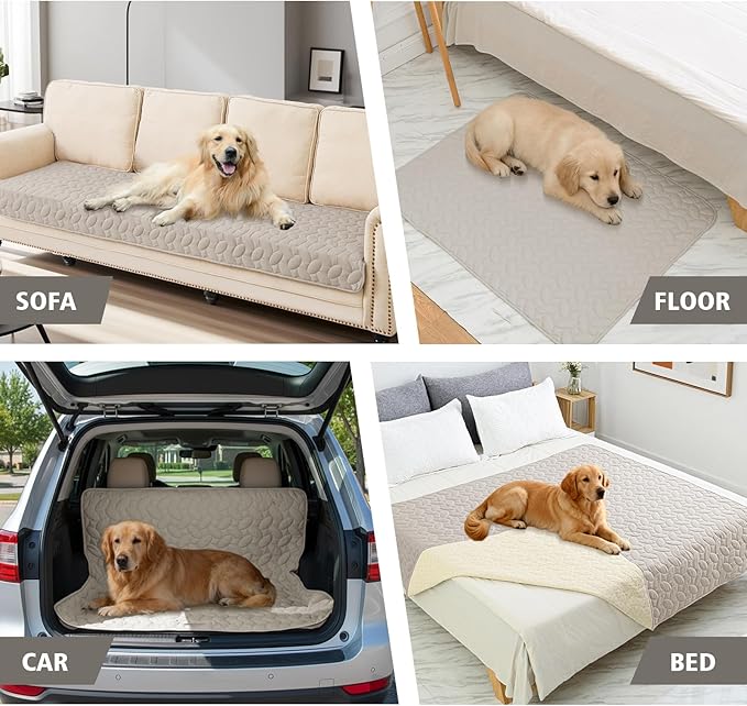Ameritex Waterproof Pet Bed Cover Anti-Slip Dog Bed Blanket for Sofa and Furniture Waterproof New Pattern Design (Khaki, 68x82 Inch (Pack of 1))