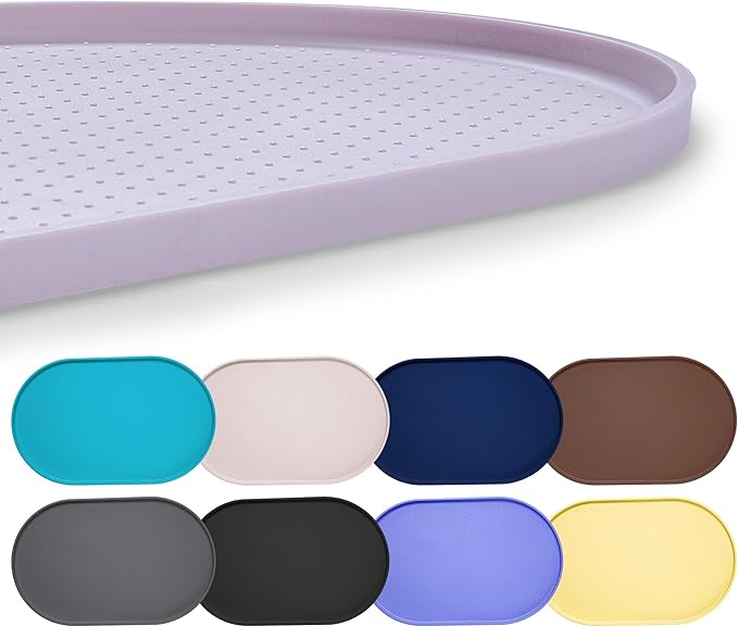 Hubulk 100% Waterproof Silicone Pet Feeding Mat with Raised Edge for Food and Water, Dog Bowl Mats, Cat Bowls Placemat with High Lip Protects Floor for Cats and Dogs (Dove, 19" L x 12" W)