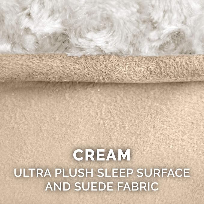 Furhaven Replacement Dog Bed Cover Ultra Plush Faux Fur & Suede Contour Luxe Lounger, Machine Washable - Cream, Giant (XXX-Large)
