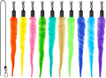 10PCS Cat Worm Toy for Cats, Cat Wand Toy Accessories, Cat Feather Toy Attachments Replacements, and 1PC Black String for Cat Fishing Pole Toy, Assorted Worm Cat Toy Teaser for Indoor Cats Kitten