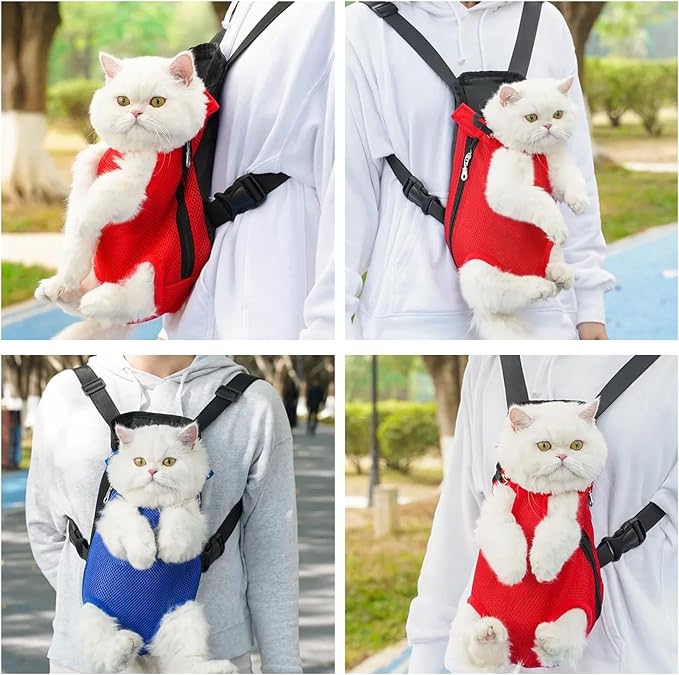 Dog Carrier Backpack, Adjustable Puppy Front Carrier Backpack, Ventilated Dog Chest Carrier for Hiking Camping Travel, Sling Bag for Small Medium Dog Cat Rabbit Puppies, Suit 5-9 lbs (Beige, M)