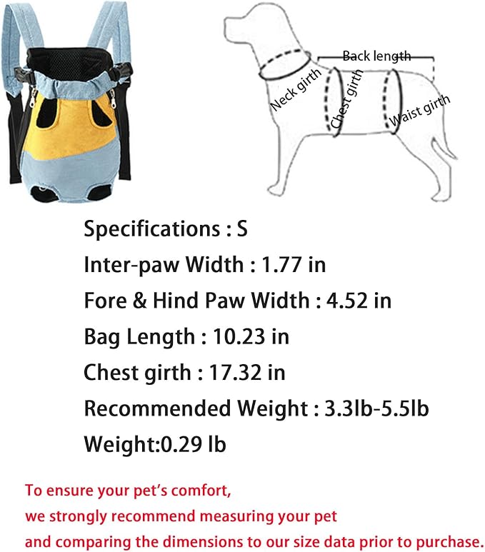 Lightweight Pet Backpack Carrier for Small Dogs & Cats - Easy-Fit Adjustable Straps, Basic Legs-Out Design, Durable for Daily Use (Fits Pets Under 15lb) (Red-Blue Color-Blocked, Small)