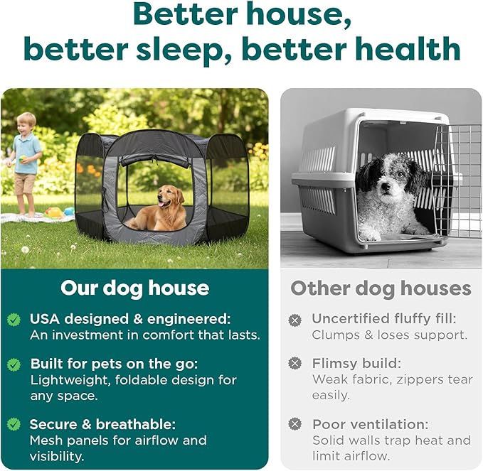 FurHaven Portable Pet Playpen for Dogs & Cats, Extra Large Indoor Kitten Playpen with Mesh Sides, Foldable Dog Playpen for Large Dogs, Pop Up Travel Dog Pen, X-Large, Pet Crate with Mesh Sides, Navy
