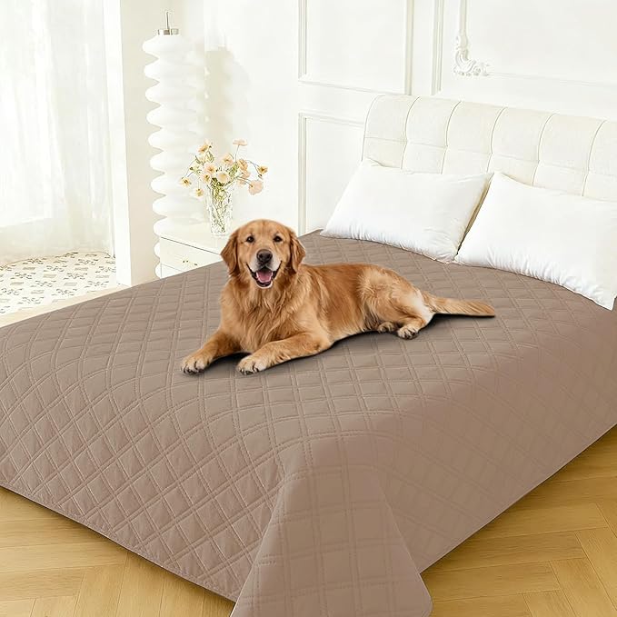 Waterproof Dog Blanket, Non-Slip Soft Pet Bed Cover, Couch Cover for Dogs Washable, Protects Sofa, Furniture, Crate, Car, Tear Resistant Leakproof Pet Blanket (30x70 Inch, Khaki)