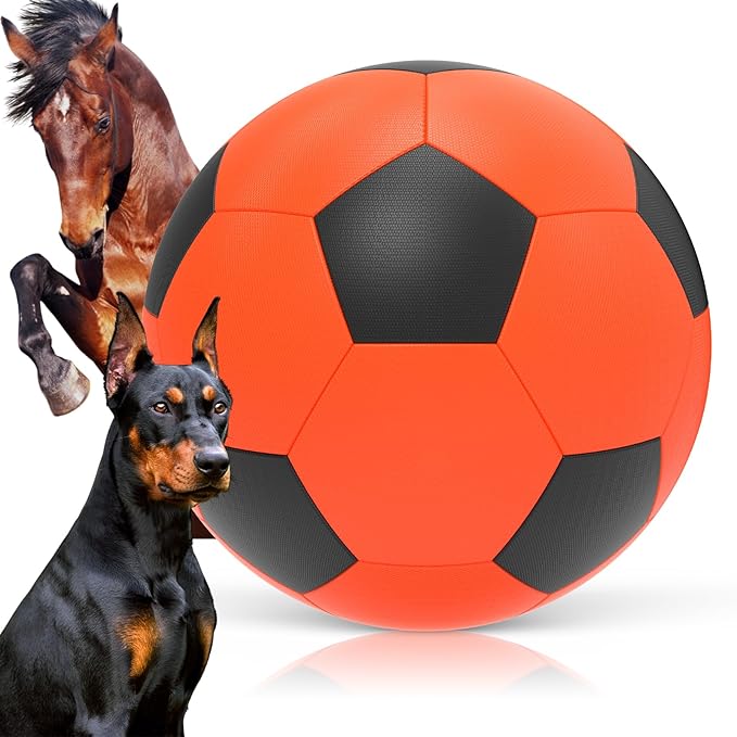 Diman Herding Ball for Dogs: 25 Inch Horse Balls for Outdoor Play, Large Dog Toys Balls for Australian Shepherd, Dogs or Horses, Orange Black