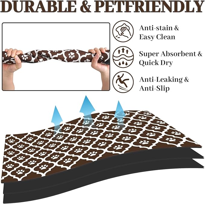 Dog Food Mat 16X24 Inch Pet Feeding Absorbent Mats for Floor Cat Water Bowl Placemats Non-Slip Washable Dog Mat for Food and Water