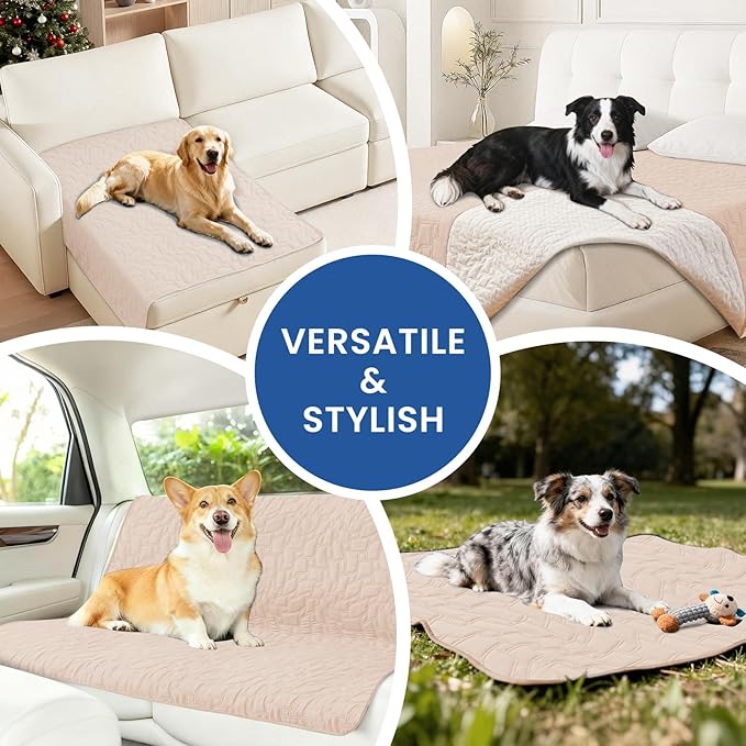 Waterproof Dog Bed Cover, Non-Slip Dog Blanket for Couch, Couch Covers for Dogs Washable, Pet Blanket for Furniture, Pet Bed Mat for Sofa, Car, Pet Supplies (40x50 Inch, Beige)