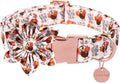 Thanksgiving Dog Collar with Flower, Turkey Cotton Flower Collar for Puppy Girl Dog or Cat, Autumn Flower Collar with Durable Metal Buckle, Thanksgiving Pet Collar, S, Neck 10-16in