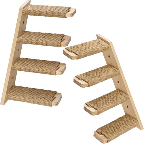 2 Pack 4 Steps Cat Wall Shelves and Stairs with Sisal Rope.Cat Wall Steps/Ladder Furniture ＆ cat Tree Supplies(Catstairs 2Pack-4Steps)