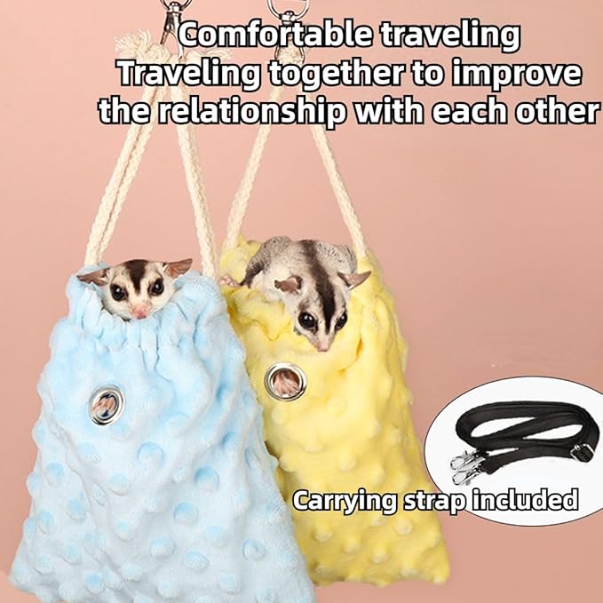 Sugar Glider Bonding Pouch - Soft Sleeping Pouch with Breathable Vent & Drawstring Portable Travel Bag Small Animal Carrier for Sugar Glider Squirrel Hamster Rats Hedgehog Bird Parrot (Grey)
