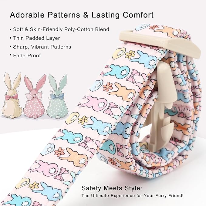 Easter Dog Collar for Puppy Small Dogs - Pastel Easter Bunny Collars for Female Dogs, Cute Spring Girl Dog Collar, Lightweight Adjustable Cartoon Holiday Pet Collars XS