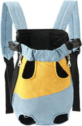 Lightweight Pet Backpack Carrier for Small Dogs & Cats - Easy-Fit Adjustable Straps, Basic Legs-Out Design, Durable for Daily Use (Fits Pets Under 15lb) (Yellow-Blue Color-Blocked, Large)
