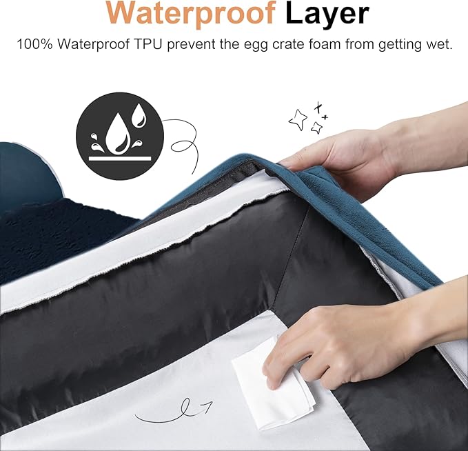 Large Dog Bed Orthopedic Washable: Jumbo Dog Bed Bolster Extra Large Dogs Egg Crate Foam Sofa Couch Waterproof Removable Cover - Navy