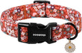 DOGWONG Red Flower Dog Collar, Cute Adjustable Floral Collar, Girl Female Dog Collar with Strong Plastic Buckle for Small Medium Large Dogs,S