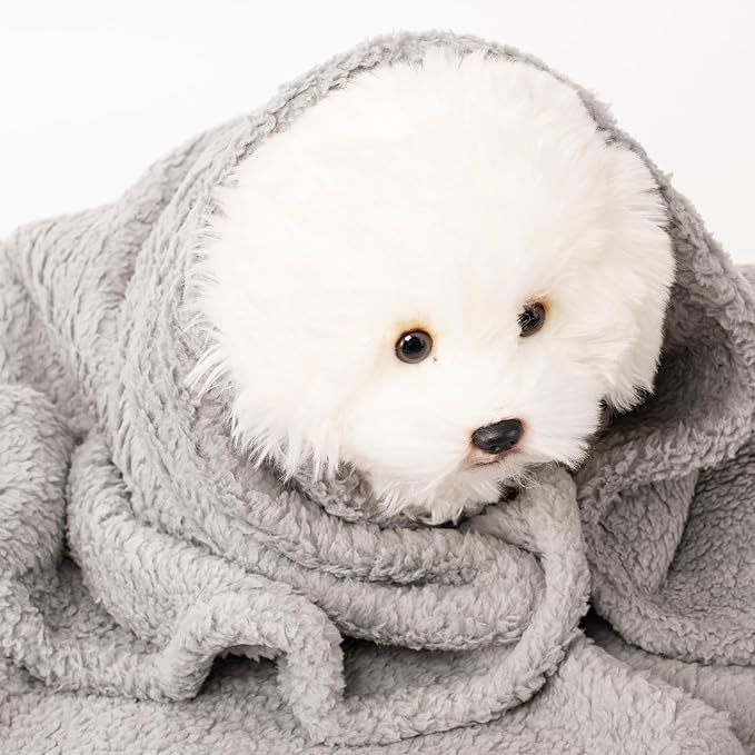 3 Blankets, Dog Cat Pet Blanket, Soft Warm Fleece, for Puppy, Small Dogs or Kitten, Cats, Plush Fuzzy Blanket for Bed, Sofa, Travel (32" x 24", 3/Pack, Beige+Light Gray+Dark Gray)