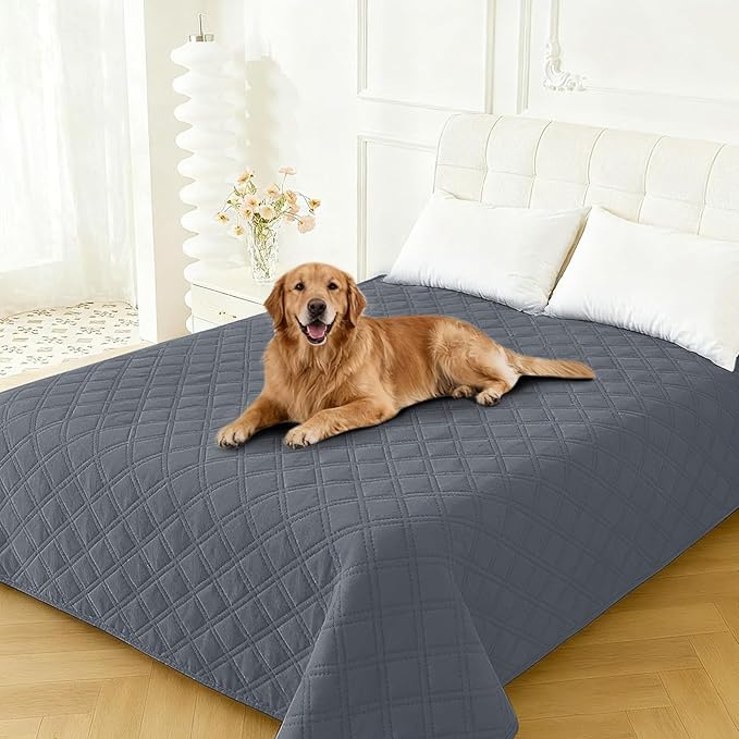 Waterproof Dog Blanket, Non-Slip Soft Pet Bed Cover, Couch Cover for Dogs Washable, Protects Sofa, Furniture, Crate, Car, Tear Resistant Leakproof Pet Blanket (30x53 Inch, Dark Grey)