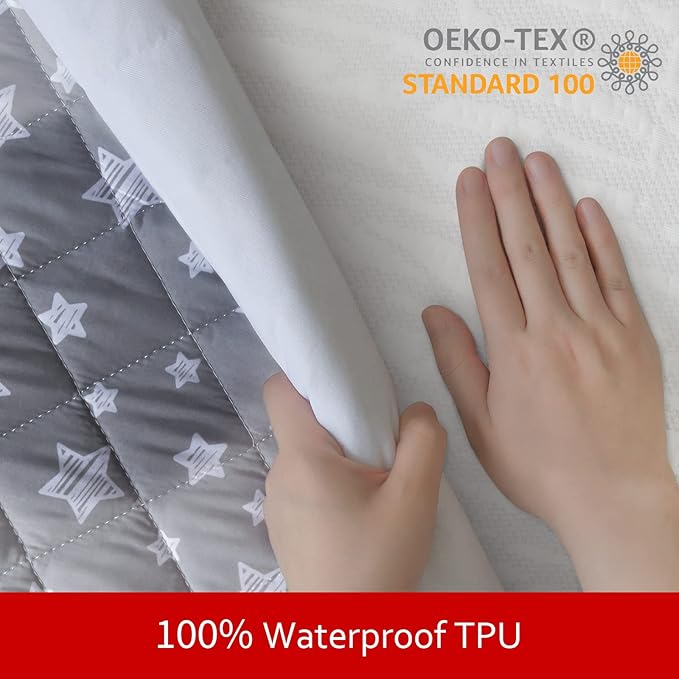 Waterproof Dog Bed Covers Replacement Washable Pet Hair Easy to Remove, Noiseless Quilted Puppy Pet Bed Cover Lovely Grey Star Print 29x41 Inches, for Dog/Cat, Cover Only