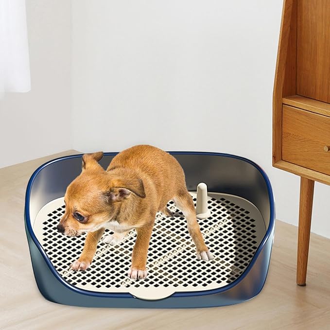 Dog Tray with Wall for Cats and Dogs, Elevated Pet Feeding Station, Wall-Mounted Pet Bowl Tray with Barrier, Multi-Level Pet Food Dispenser for Clean Feeding- Blue S