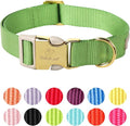Nylon Dog Collar - Adjustable Green Soft Webbing Dog Collars for Small Medium Large Dogs Boy Girl Puppy Collar with Safety Metal Buckle XS