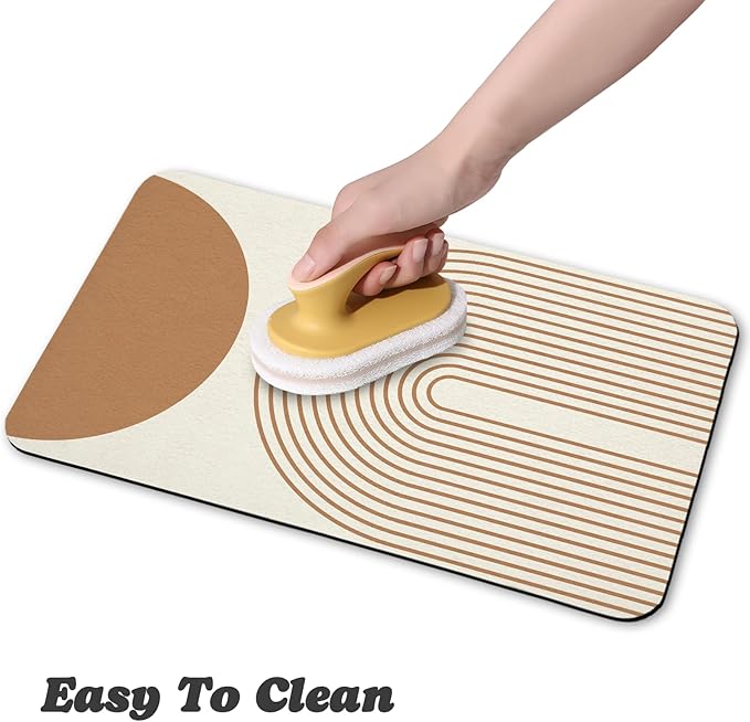 Dog Food Mats for Floors Waterproof, Cat Water Bowl Mats Pet Feeding Absorbent Mat Placemats for Food and Water Beige Bohemia 17 * 30 inch