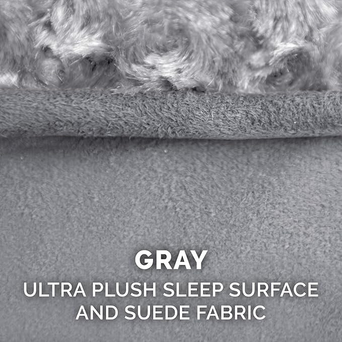 Furhaven Replacement Dog Bed Cover Ultra Plush Faux Fur & Suede Contour Luxe Lounger, Machine Washable - Gray, Large