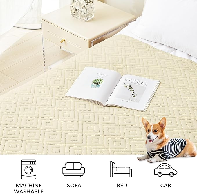 hyha Waterproof Dog Blanket, Soft Dog Bed Cover Pet Blankets, Waterproof Sofa Couch Cover for Dogs Washable, Reversible Pet Couch Covers for Sofa Furniture (52x82 Inch, Beige/Beige)