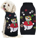 Christmas Dog Sweaters Xmas Pet Outfit Clothes Cute Black Snowman Costume Puppy Cat Knitted Jumpers (L,Black Snowman)