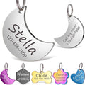Anavia Personalized Pet ID Tags, Stainless Steel Glossy Laser Engraved Dog Cat Collar Name Tags, Multiple Colors Shapes Sizes (Moon, Small)