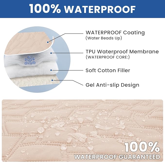 Waterproof Couch Covers for Pets, Waterproof Dog Bed Cover, Anti-Slip Soft Dog Blankets, Couch Cover for Dogs Washable, Pet Blanket for Puppy Large Dogs Cat (30x53 Inch, Beige)