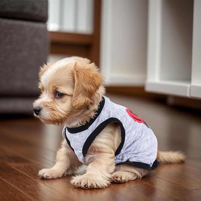 4 Pack Dog Shirts Summer Printed Puppy Clothes Cute Sleeveless Pet T Shirts Dog Clothes for Small Medium Dogs Cats Girl(L)