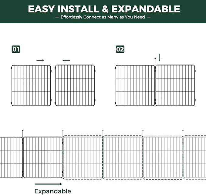 FXW MiniPaws Unleashed Dog Playpen, Expandable & Portable Design for Yard, RV Camping and Indoor Use, for Small and Medium Dogs, 32-inch 24 Panels