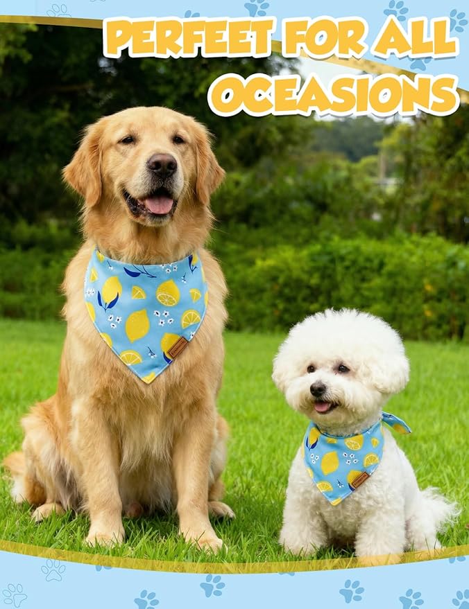 Luxury Double-Layer Dog Birthday Bandana – Handmade, Silk-Soft Polyester for All Dog Sizes | Birthday & Party Outfit | Gift-Ready Pet Accessory (Yellow, Large)