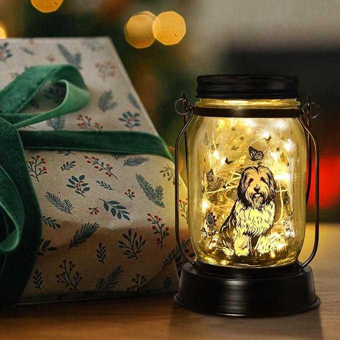 Polish Lowland Sheepdog Gifts for Women/Men, Pet Solar Lanterns Polish Lowland Sheepdog Lover Lantern Pet Loss Dog Memorial Lights Solar Garden Decoration for Yard,Patio,Torches Lights Home Decor